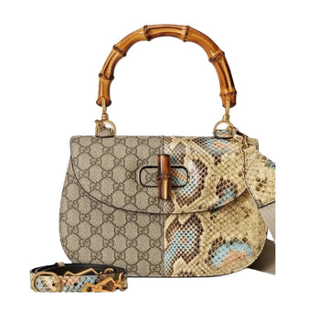 Gucci Bamboo 1947 Python Skin Shoulder Handbag