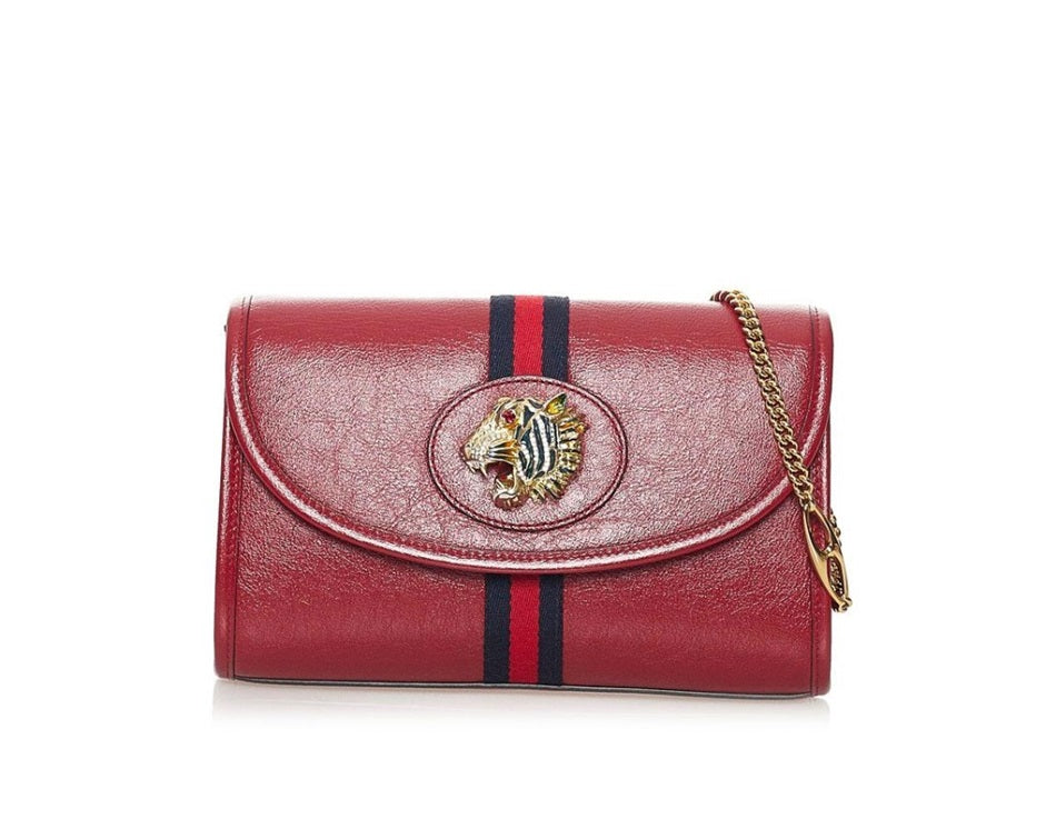 Gucci Enamel Tiger Head Stripe Chain Shoulder Bag