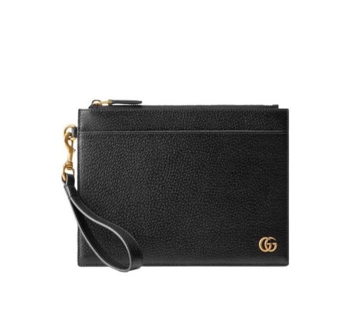 Gucci GG Marmont Gold Logo Black Handbag Clutch