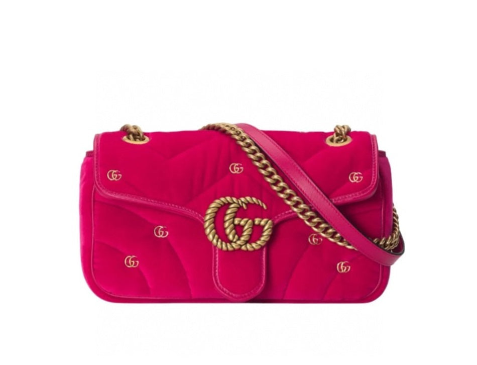 Gucci GG Marmont Pink Velvet Shoulder Crossbody Bag