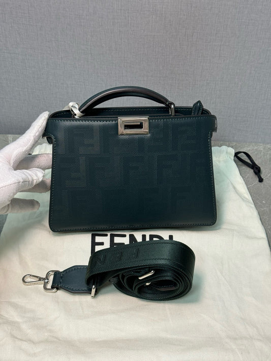 Fendi Peekaboo ISeeU XCross Shoulder Handbag Dark Green