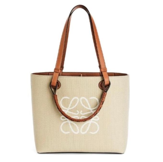 Loewe Jacquard & Calfskin Anagram Tote Bag Shoulder Bag