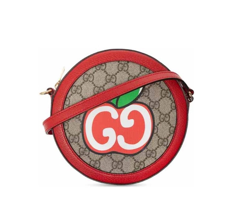 Gucci Apple Pattern Round Pie Bag Shoulder Crossbody Bag