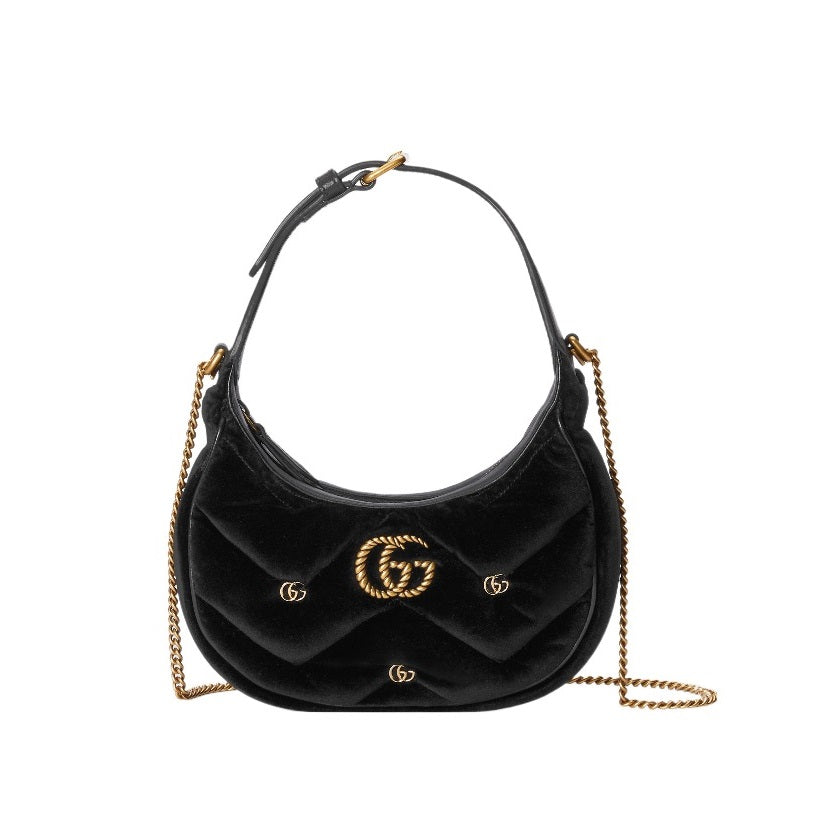 Gucci Black Velvet Chain Bag Shoulder Handbag