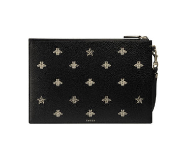 Gucci Bee Printed Black Handbag Clutch Pouch