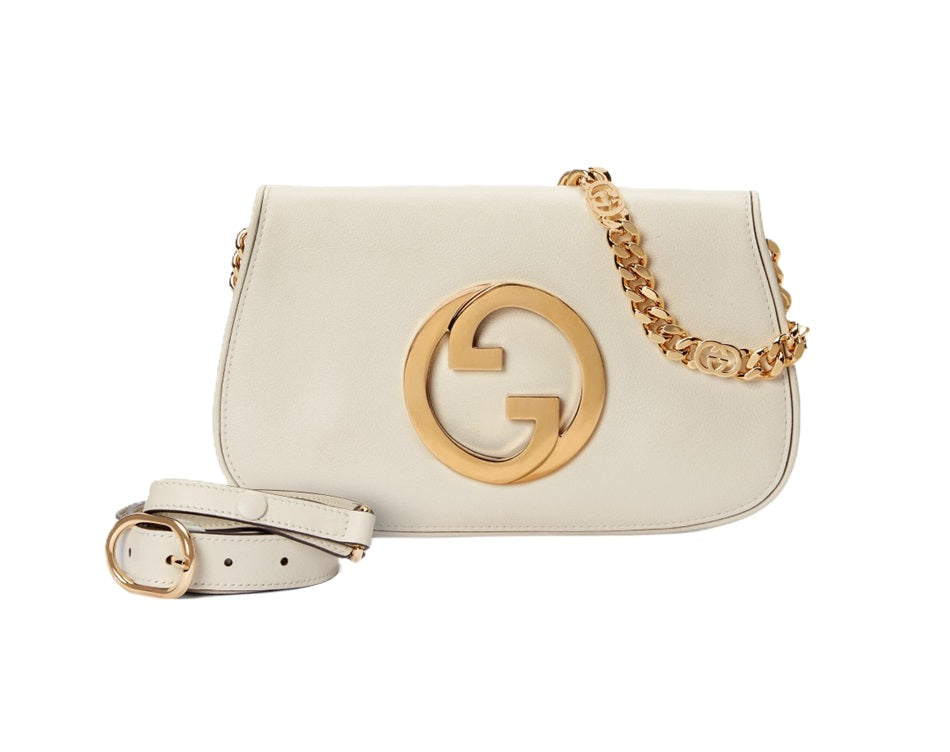 Gucci Blondie GG Logo White Saddle Flip Bag Shoulder Crossbody Bag