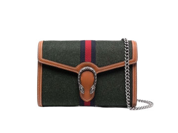 Gucci Dionysus Wool Patchwork Leather Chain Bag Shoulder Bag