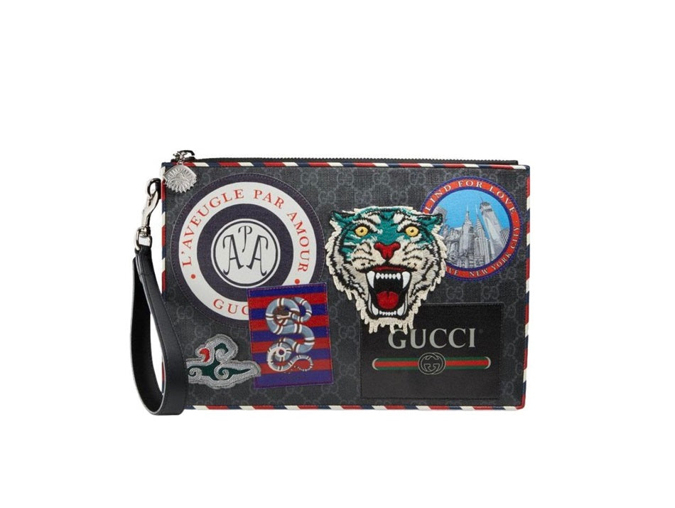 Gucci Embroidered Tiger Head Men's Handbag