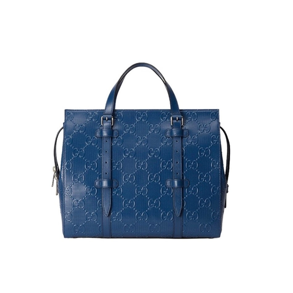 Gucci Embossed GG Logo Tote Handbag Briefcase Travel Bag