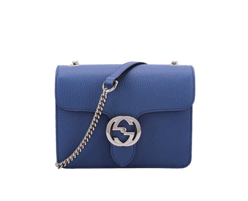 Gucci GG Blue Organ Bag Litchi Pattern Shoulder Crossbody Bag