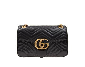 Gucci GG Marmont Black Gold Logo Shoulder Crossbody Bag