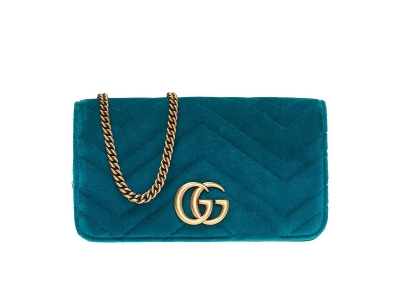 Gucci GG Marmont Blue Velvet Chain Bag Shoulder Crossbody Bag