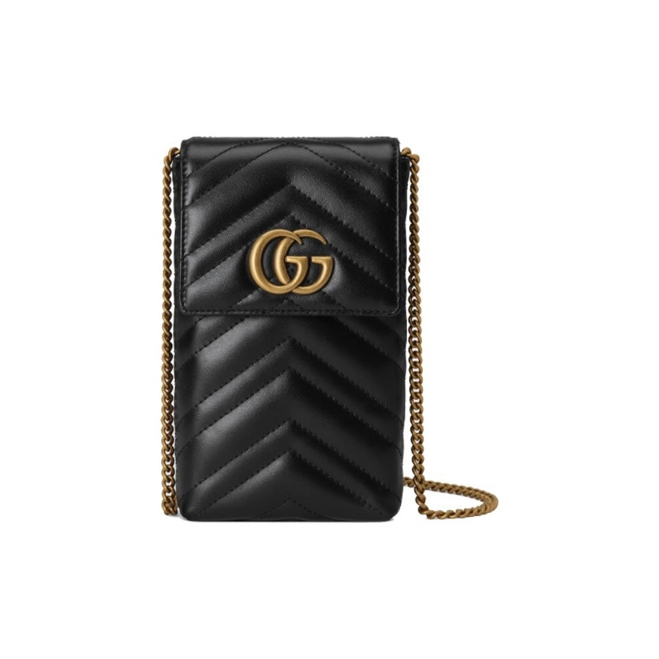 Gucci GG Marmont Black Phone Holder Shoulder Bag Crossbody Bag