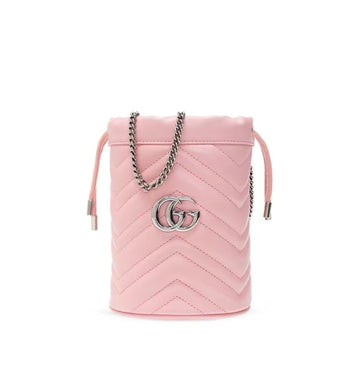 Gucci GG Marmont Pink Drawstring Bucket Bag Shoulder Bag