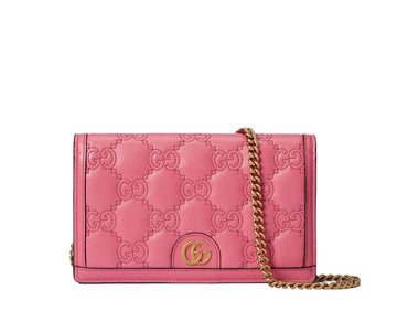 Gucci GG Ophidia Pink Embossed Chain Crossbody Bag