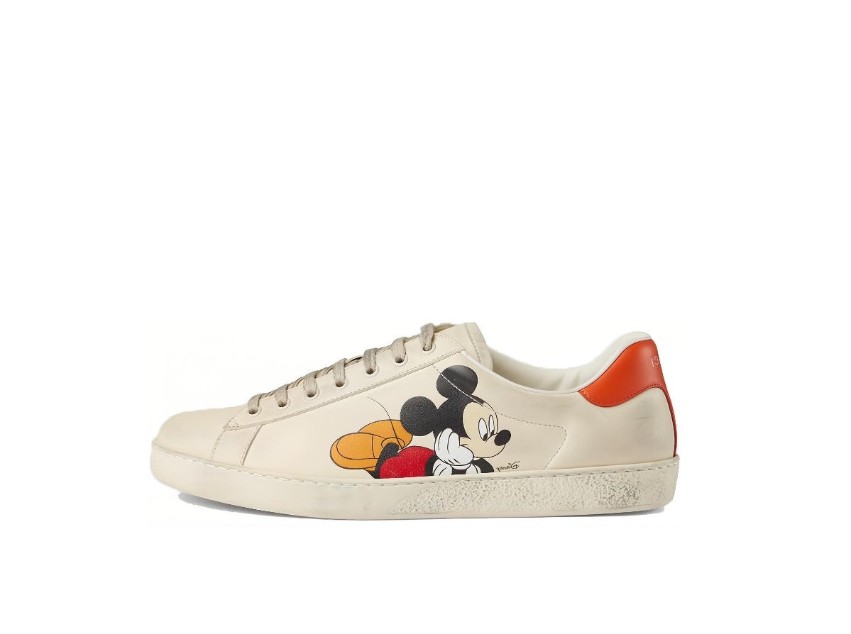 Gucci x Disney  Mickey Men's Leather Sneakers  Beige