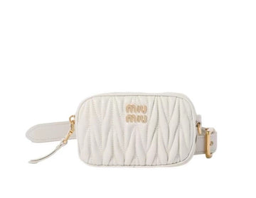 MIUMIU Matelasse White Leather Waist bag Chest bag