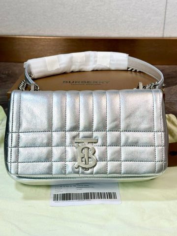 Burberry Lola Flap Chain Bag Metallic Silver Shoulder bag