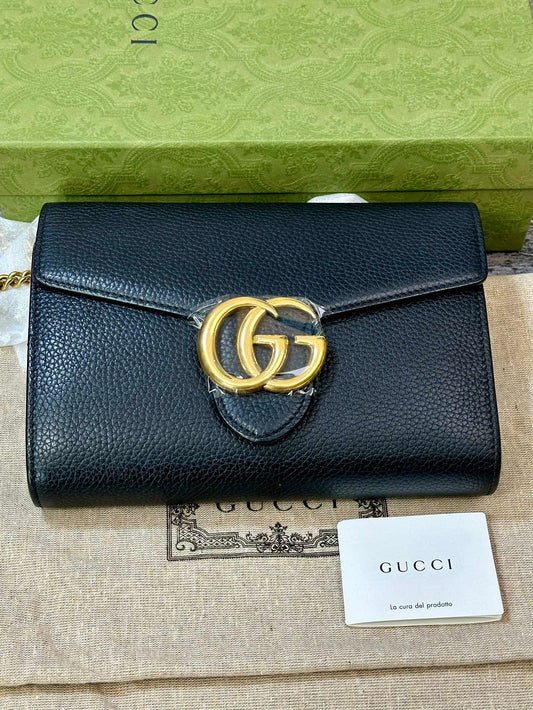 Gucci GG Marmont Gold Logo Chain Shoulder Bag Crossbody Bag