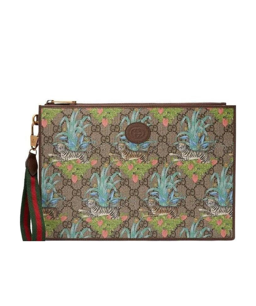 Gucci GG Supreme Tiger Flower Print Handbag Clutch