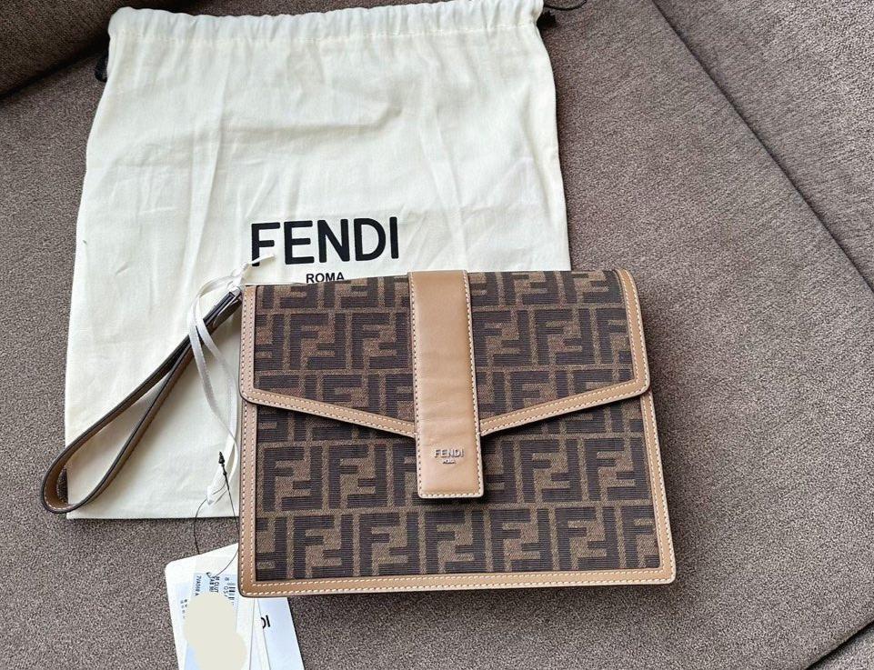 Fendi FF Brown Handbag Clutch