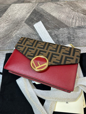 Fendi FF Embossed Chain Shoulder Bag Logo