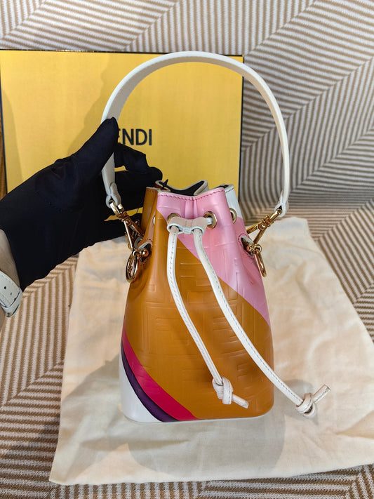 Fendi Mon Tresort  Mini Drawstring Bucket Bag