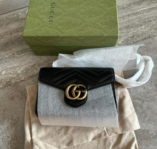 Gucci GG Marmont Black Chain Shoulder Bag Crossbody Bag