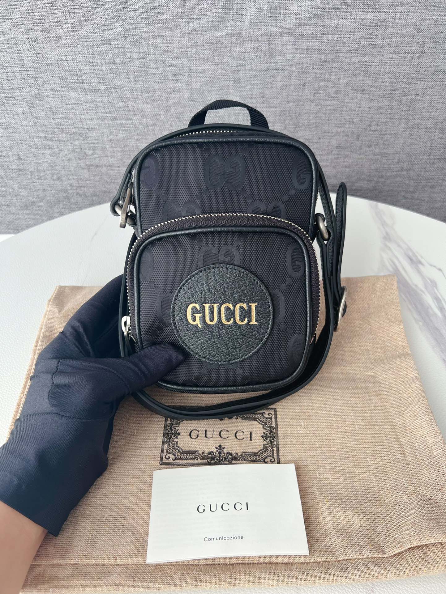 Gucci Off The Grid Black Crossbody Bag Phone Holder Bag