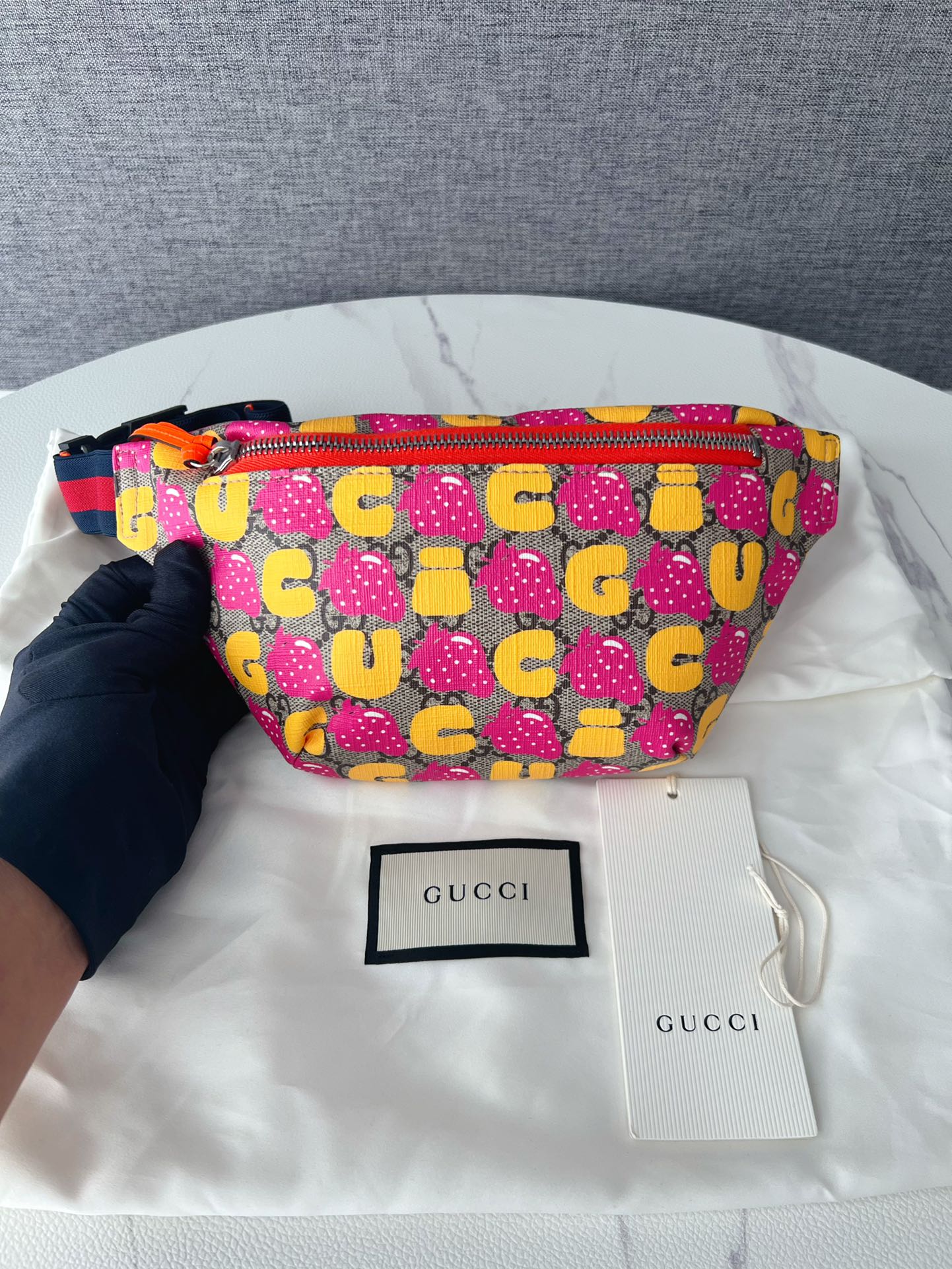 Gucci Strawberry Printed Children's Waist Bag Chest Bag