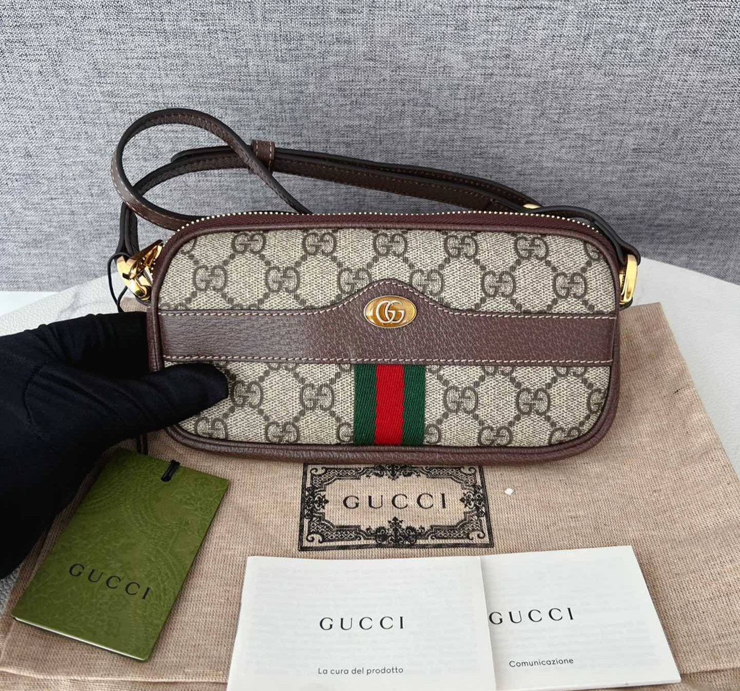 Gucci Ophidia Knitted Striped Shoulder Bag Crossbody Bag