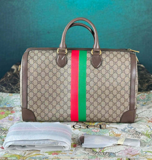 Gucci Supreme Boston Printed Stripe Bag Shoulder Crossbody Handbag