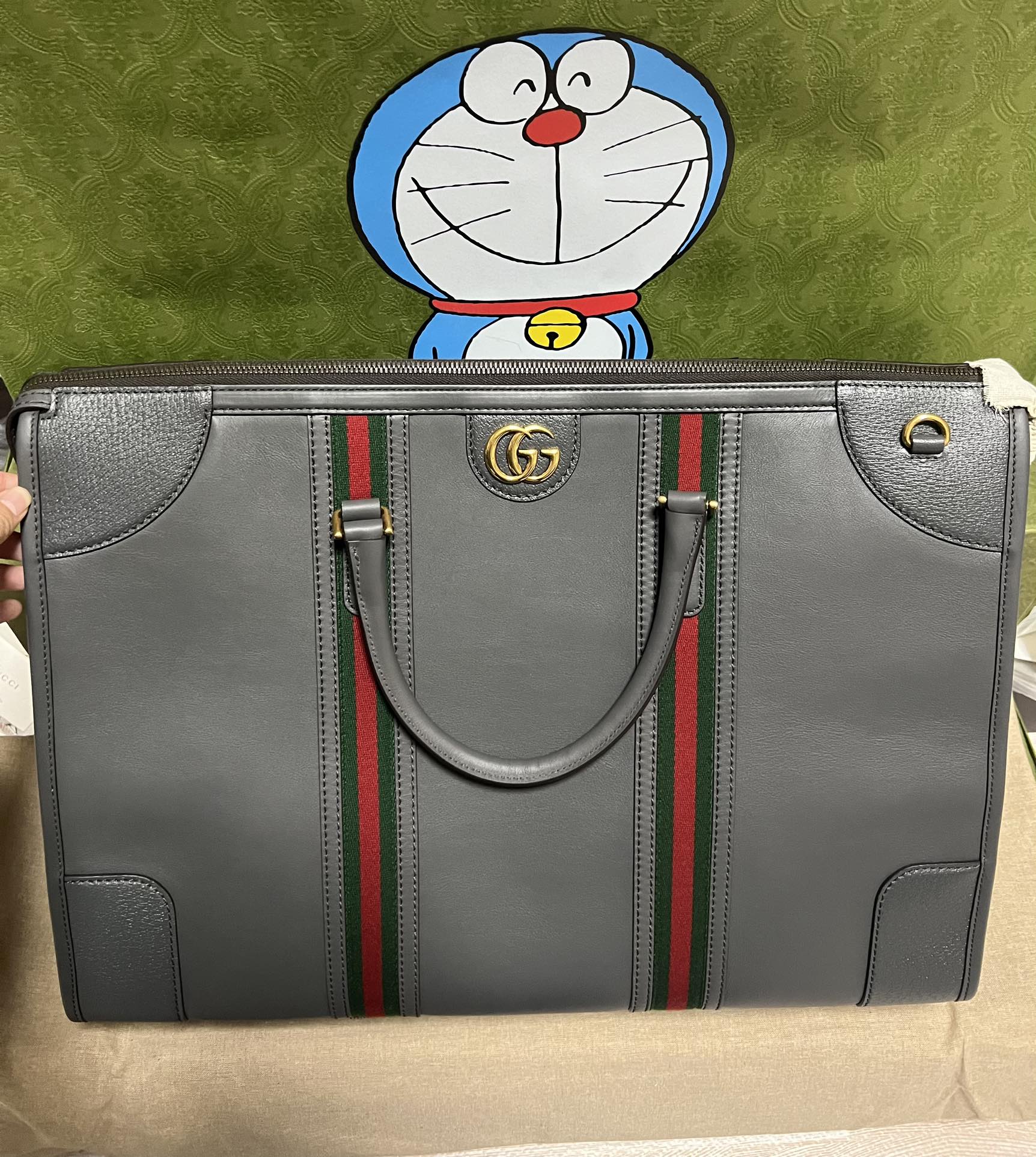 Gucci Striped Knitted Travel Bag Handbag