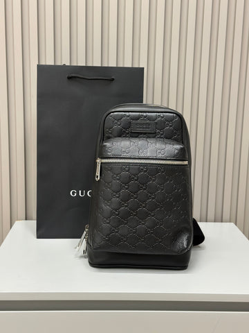 Gucci Supreme Black Embossed Chest Bag Crossbody Bag