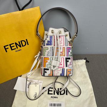 Fendi MonTresor Embossed Drawstring Bucket Bag