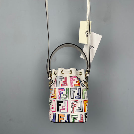 Fendi MonTresor Embossed Drawstring Bucket Bag