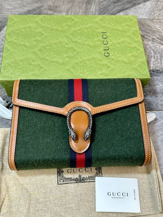 Gucci Dionysus Wool Patchwork Leather Chain Bag Shoulder Bag