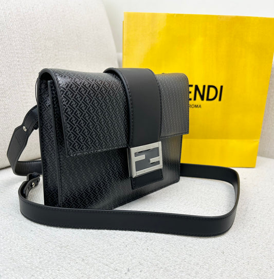 Fendi FF Baguette Black Shoulder Crossbody Bag