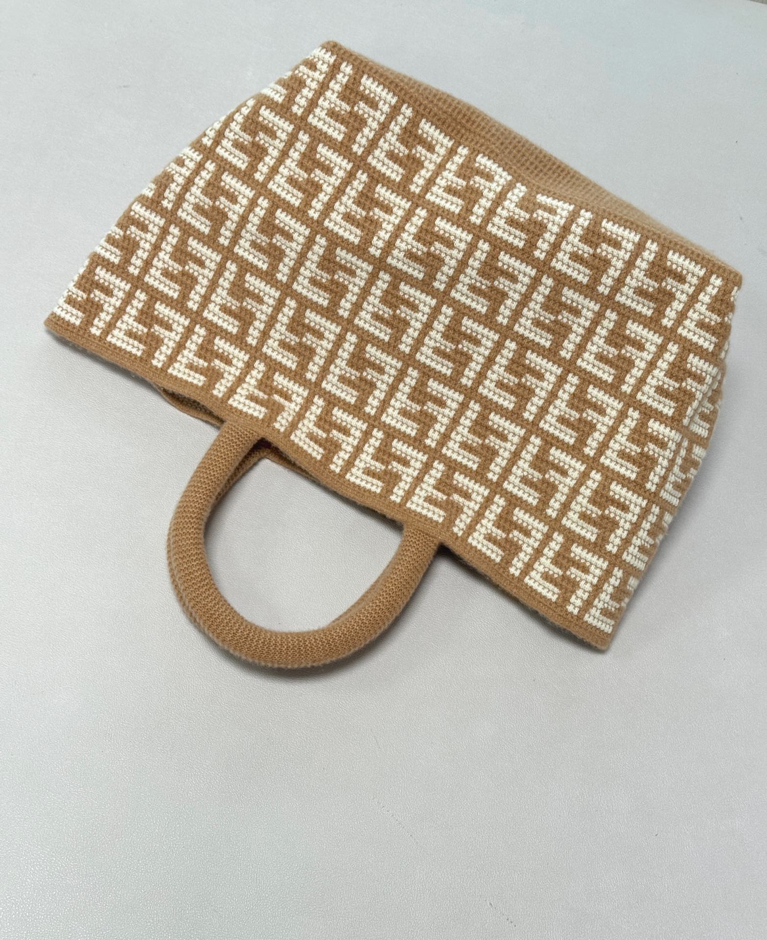 Fendi FF Brown Woven Tote Handbag