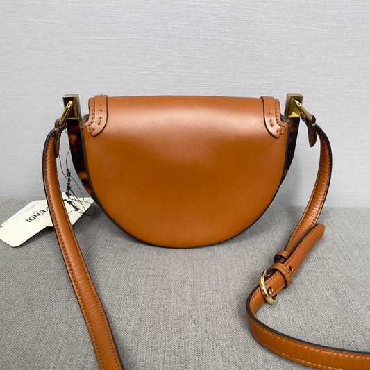 Fendi Moonlight Gold Label Brown Saddle Shoulder Bag