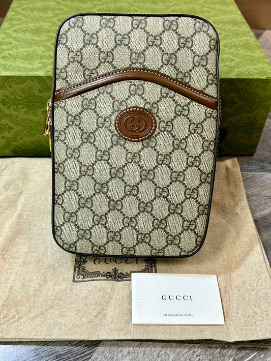 Gucci GG Brown Chest Bag Backpack