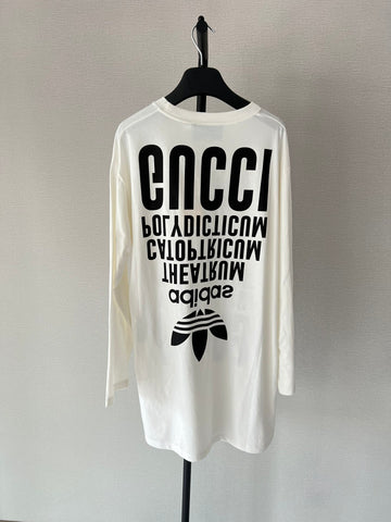 Gucci ×Adidas Letter Printed Round Neck Long Sleeves