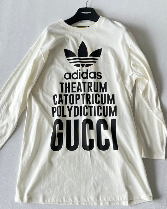 Gucci ×Adidas Letter Printed Round Neck Long Sleeves