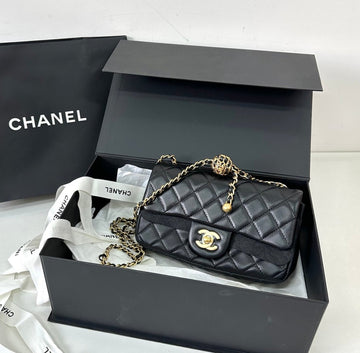 Chanel CF Diamond Checkered Golden Ball Shoulder Crossbody Bag