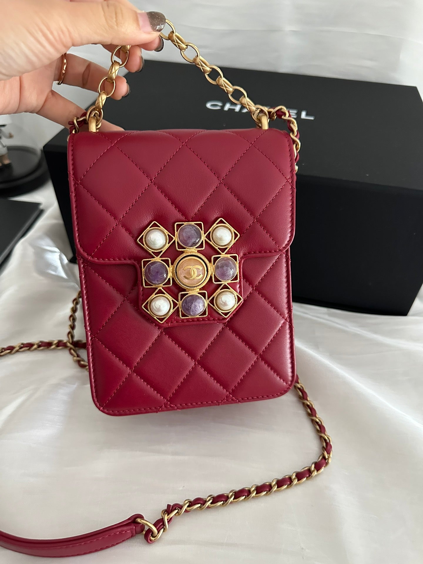 Chanel Red Gemstone Vertical Bag Crossbody Bag