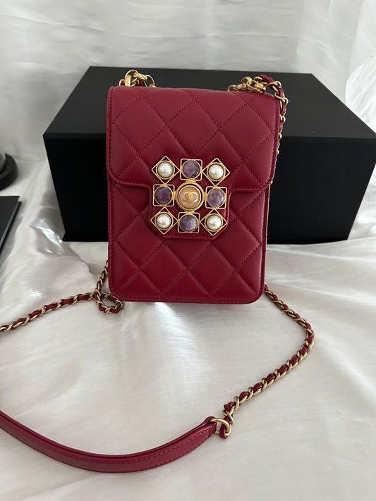 Chanel Red Gemstone Vertical Bag Crossbody Bag