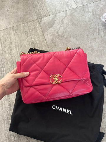 Chanel Pink 19 Bag Women's Chain Bag Handbag