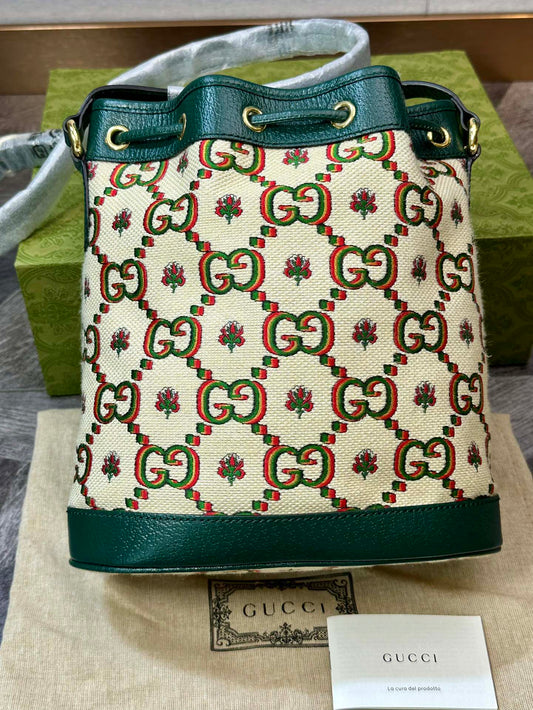 Gucci Ophidia Flower Drawstring Bucket Bag Shoulder Crossbody Bag