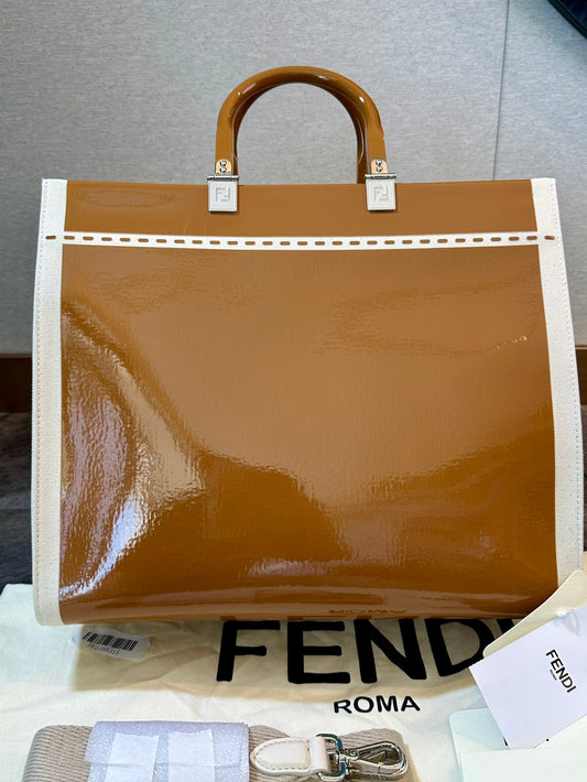 Fendi Sunshine Embossed Logo Tote Bag Handbag