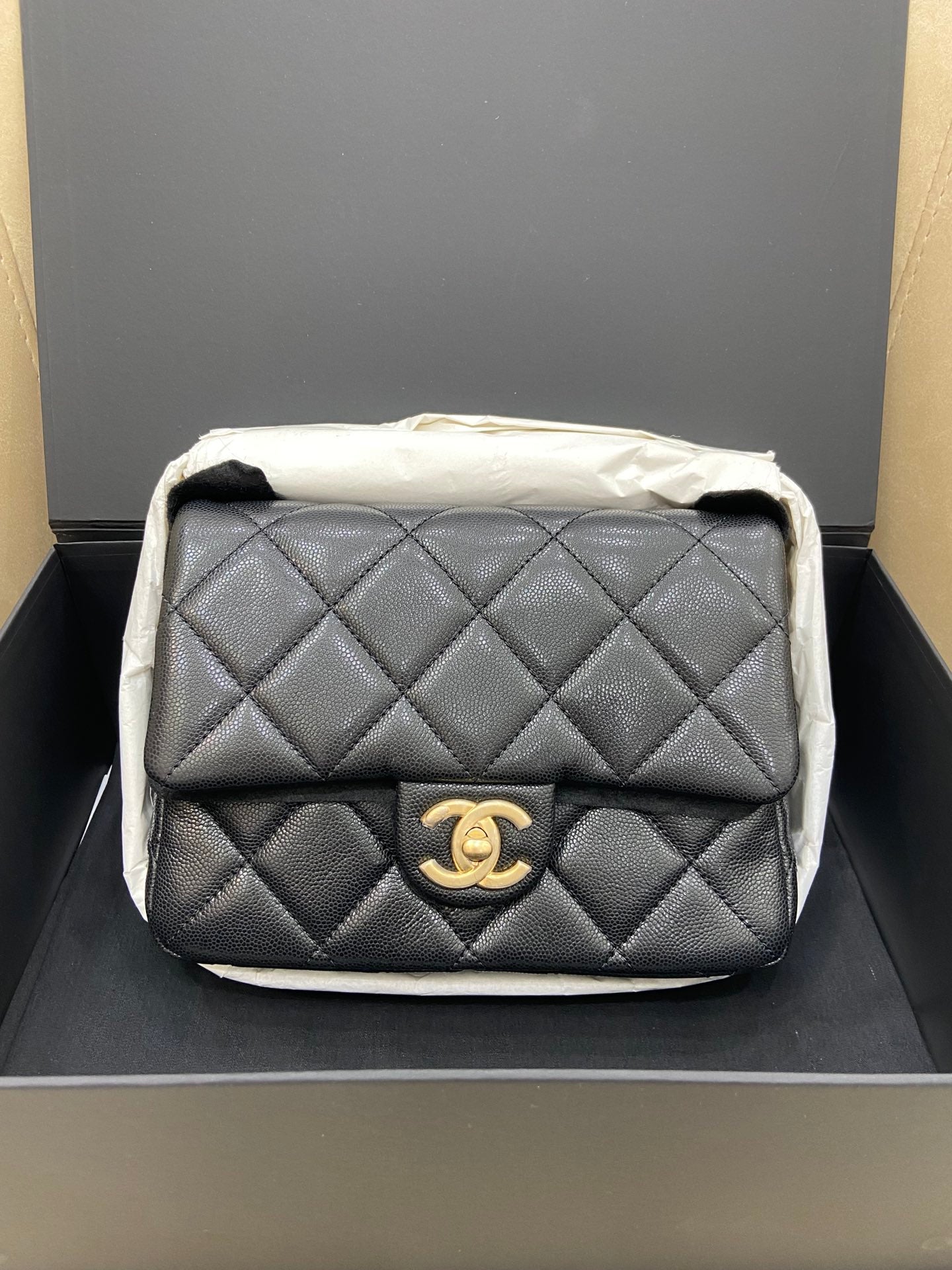 Chanel Black Gold Lychee Pattern Waist Bag